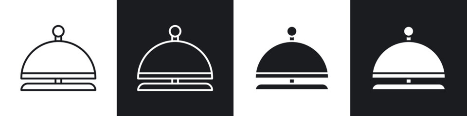 Obraz premium Reception bell icons in solid and stroke graphics