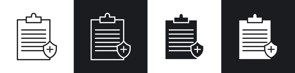 Medical insurance icons in solid and stroke graphics