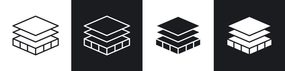 Insulation icons in solid and stroke graphics
