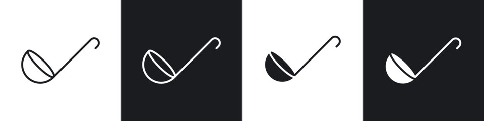 Ladle icons in solid and stroke graphics