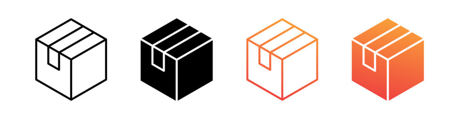Box Multiple Style Icon Set Vector 