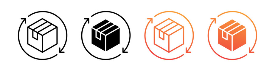 Return Box Multiple Style Icon Set Vector 