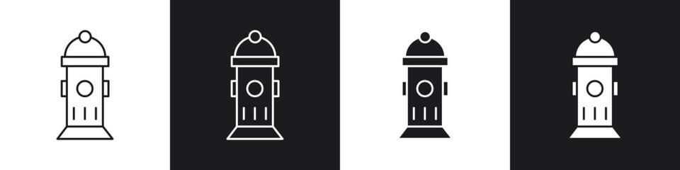Fire hydrant icons in solid and stroke graphics