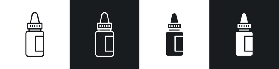 Eye drop icons in solid and stroke graphics