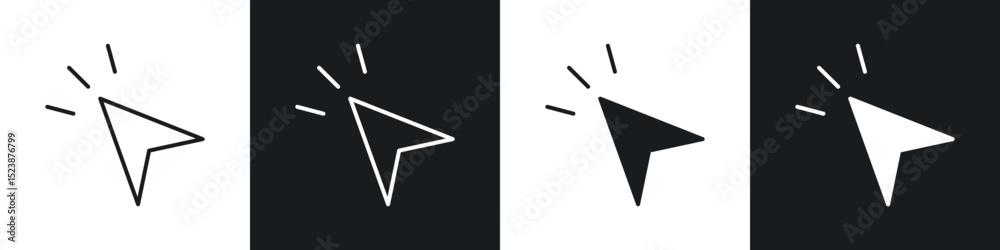 Fototapete click icons in solid and stroke graphics