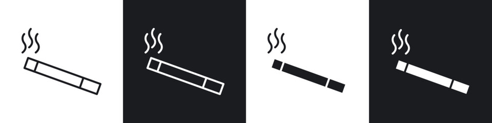 Cigarette icons in solid and stroke graphics