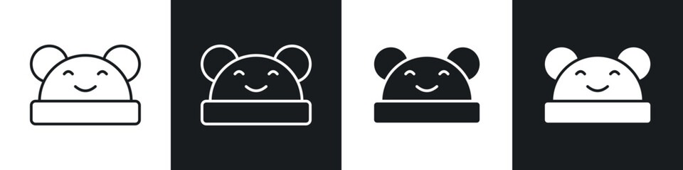 Baby hat icons in solid and stroke graphics