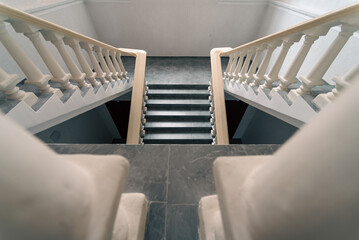 stone staircase in a classical architectural style building