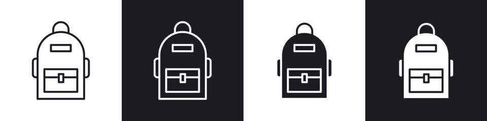 Obraz premium Backpack icons in solid and stroke graphics