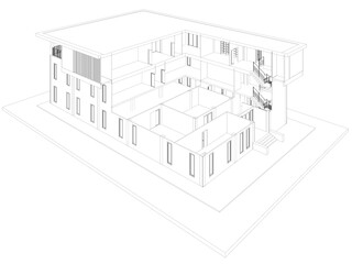 3D illustration of building structure