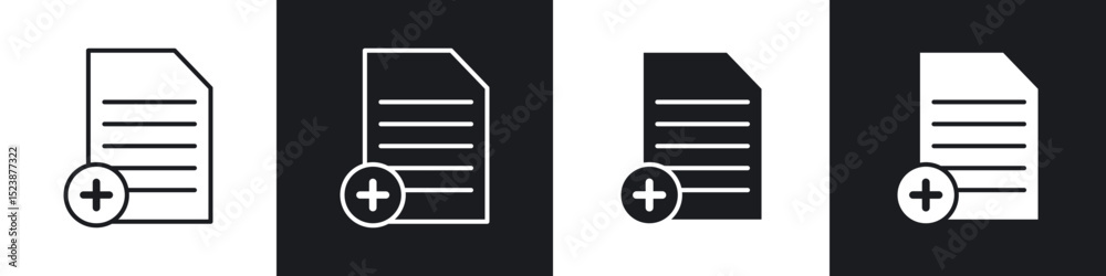 Fototapete Add document icons in solid and stroke graphics