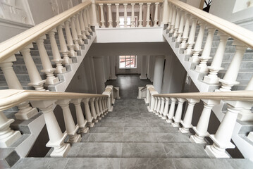 stone staircase in a classical architectural style building