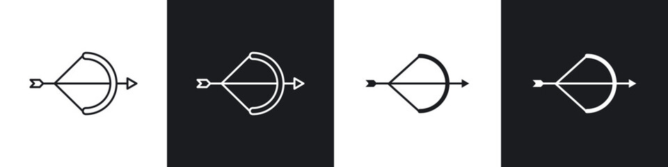 Archery icons in solid and stroke graphics