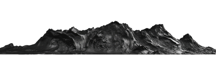 3D grayscale image of a mountain range