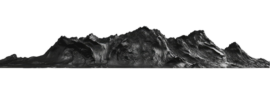 3D grayscale image of a mountain range