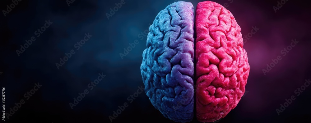 Poster brain and emotion including fear and mental balance concept. a vibrant and colorful depiction of a h