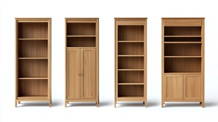 Empty Wooden Bookcases Collection.