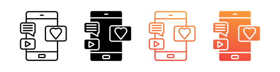 Social Media Multiple Style Icon Set Vector 