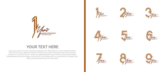 logo anniversary set. brown color with handwriting on white background for special event