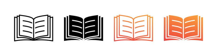Book Multiple Style Icon Set Vector 