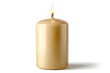 A Single, Elegantly Simple, Light Beige Pillar Candle