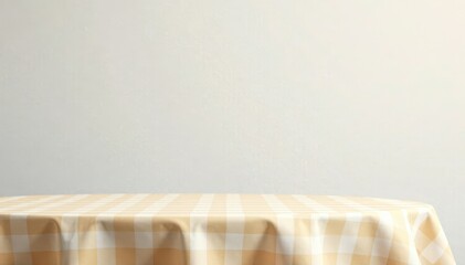 checkered tablecloth with subtle beige and cream hues on a light gray background, tablecloth, sophisticated, cream
