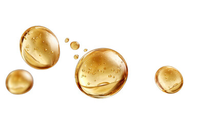 Golden liquid drops and bubbles,  a detailed illustration