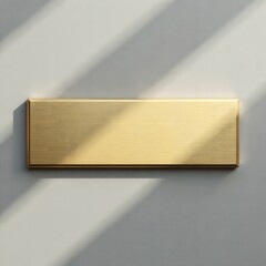 Brushed brass rectangular nameplate mockup with minimal empty design, simple shapes, clean lines, brushed metal, nameplate, modern design