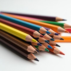 Pile of colored pencils art supplies
