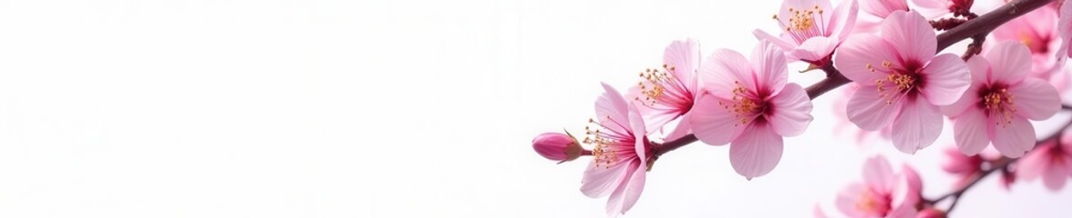 Fototapeta premium Full bloom sakura branches, isolated on pure white, art, cherry blossom, nature photography