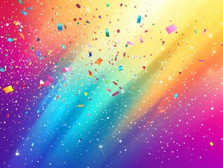 Dynamic Celebration Confetti Explosion on a Radiant Blurred Motion Background with Sparkling Elements