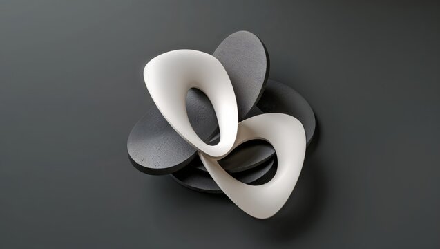 Abstract form sculpture over dark gray background