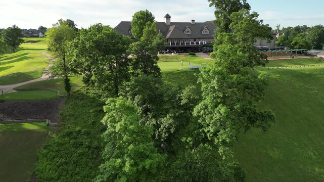 Aerial Flyover of Trees on a Golf Course