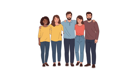 Fototapeta premium Diverse group of friends standing together arms around each other