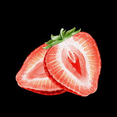 strawberry illustration on black background