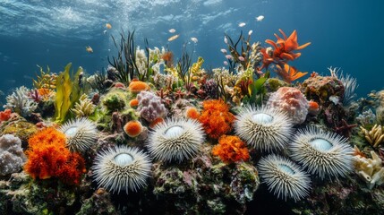 Obraz premium Vibrant Underwater Reef Ecosystem Flourishing With Diverse Marine Life