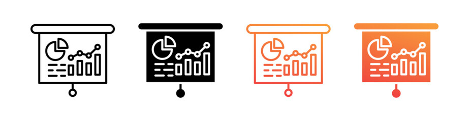 Presentation Multiple Style Icon Set Vector 