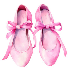 Pink ballet shoes with ribbons, delicate and elegant