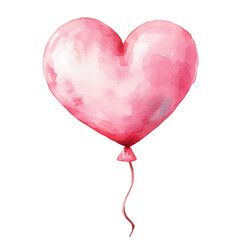 Watercolor heart shaped balloon pink color, symbolizing love