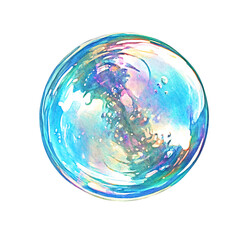 Colorful soap bubble with iridescent reflections and vibrant hues