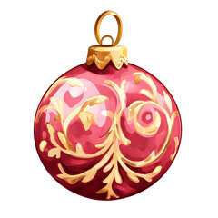 Decorative Christmas ornament with intricate gold floral design
