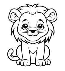 Fototapeta premium A cute lion is sitting.