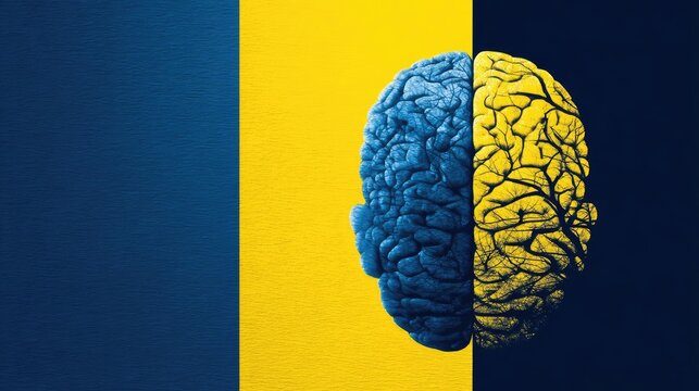 Brain and emotion including fear and mental balance concept. A colorful representation of the human brain's emotional state.