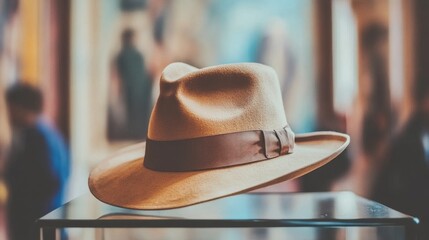 A museum showcases a vintage hat, highlighting its distinctive texture and style