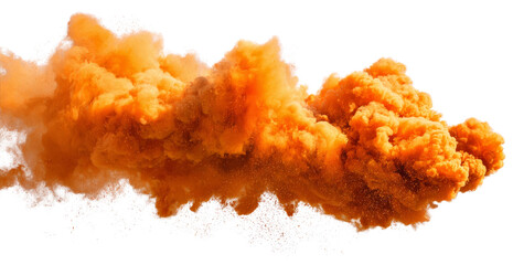 Orange cloud swirls dramatically, filling space with vibrant energy