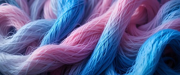 pink and blue threads wide background trans transsexual flag colors