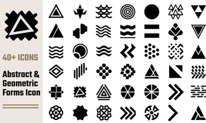 Abstract geometric forms icons set black shapes design elements