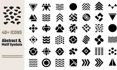 Forty plus abstract geometric motif icons symbols design elements