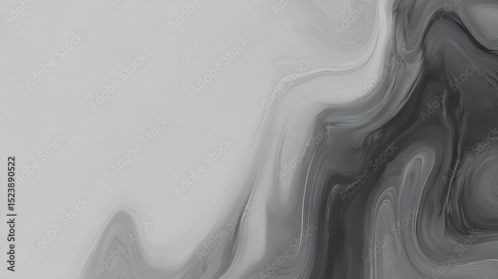 Poster abstract flowing lines in grayscale rendering