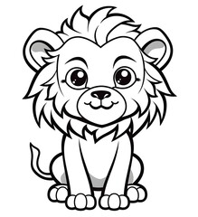 Obraz premium A cute lion is sitting.